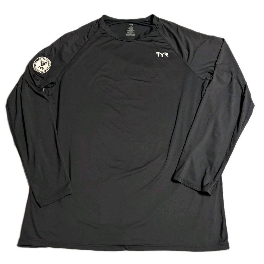TYR Rash Guard Mens XL Black Long Sleeve Huntington Beach Swim Surf Shirt